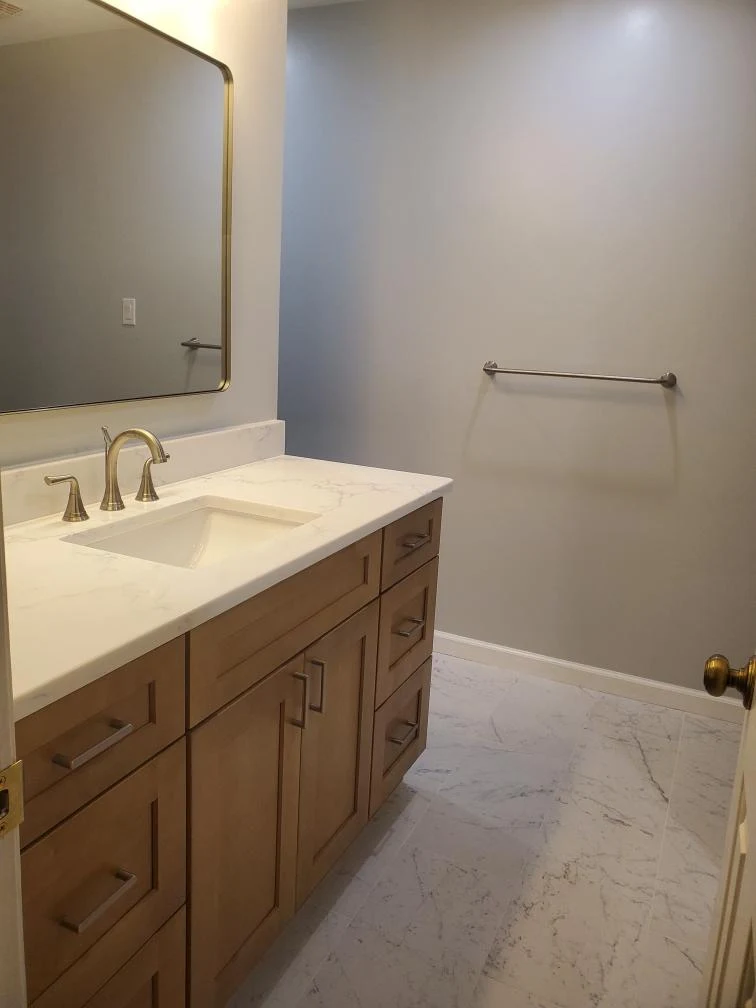 bathroom vanity with towel rod