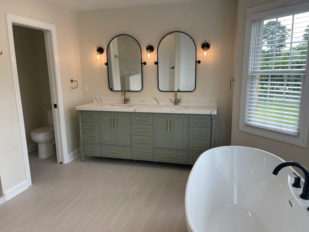 Dual vanity soaking tub